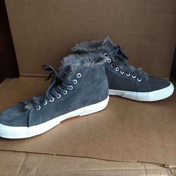Superga fur lined suede high top sneaker sz 8.5 - Picture 2 of 11